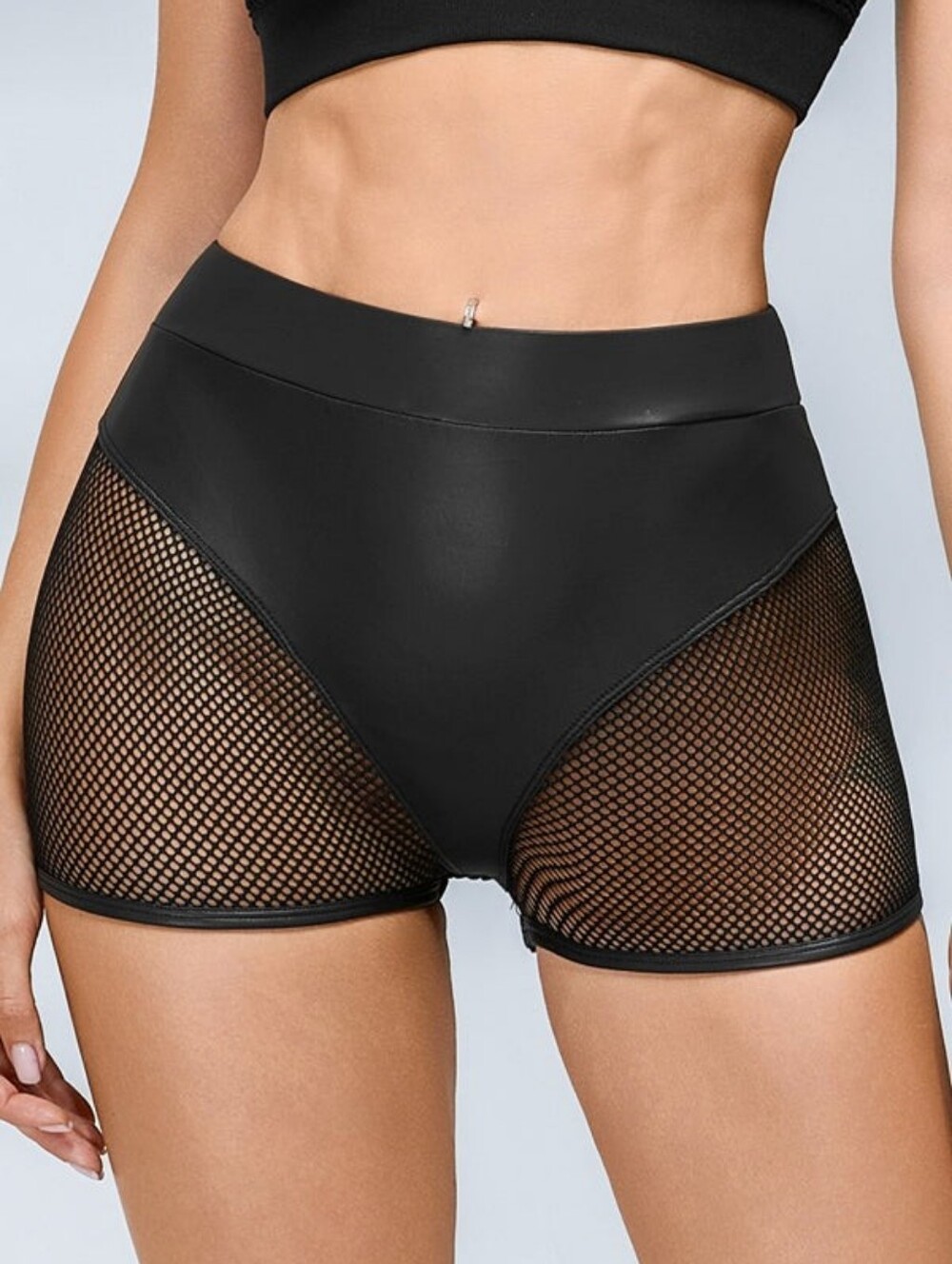 Zasuwa Sexy Faux Leather Fishnet Micro Hot Shorts Size Small NWT